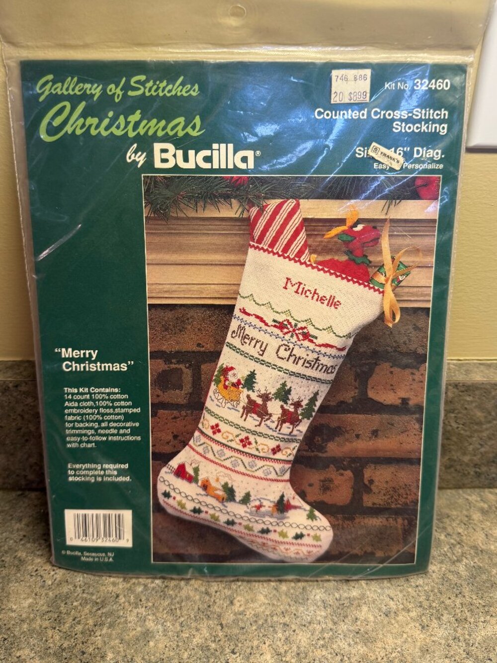 BUCILLA Christmas Heirloom STOCKING #32460 CROSS STITCH MERRY CHRISTMAS 16"